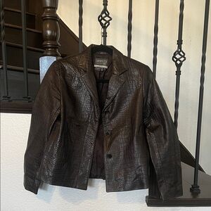 Lafayette 148 New York Dark Brown Leather Jacket